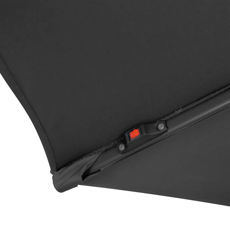 Parasol Banane à Mât Déporté à LED 3 m & Pied Carré - Gris