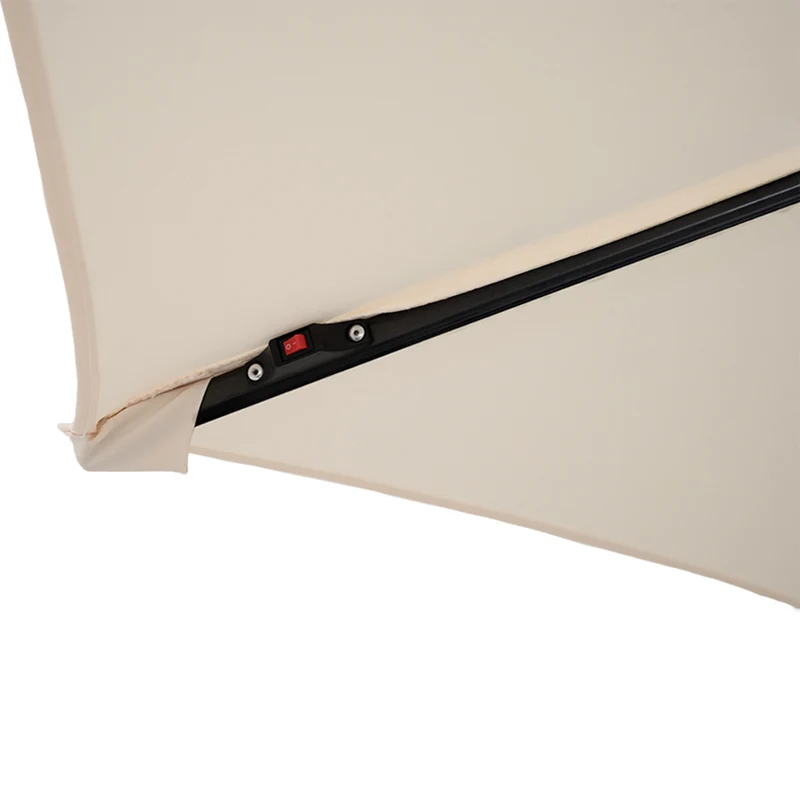Parasol Banane à Mât Déporté à LED 3 m & Pied Carré - Crème