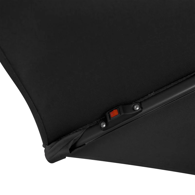Parasol Banane à Mât Déporté à LED 3 m & Pied Carré - Noir
