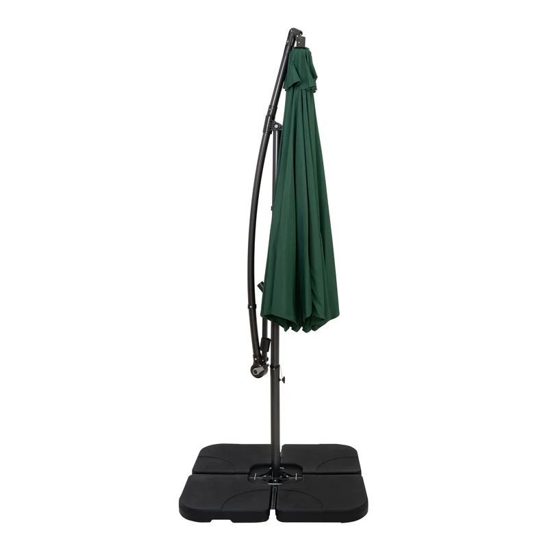 Parasol Banane à Mât Déporté 3 m & Pied Carré - Vert