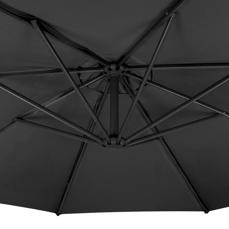 Parasol Banane à Mât Déporté 3 m & Pied Carré - Gris
