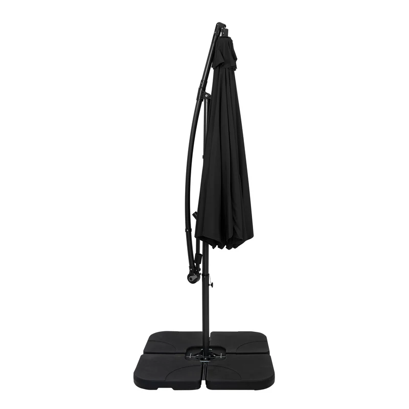 Parasol Banane à Mât Déporté 3 m & Pied Carré - Noir