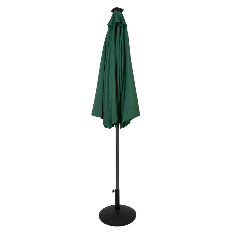 Parasol Inclinable à LED 2,7 m & Socle en Béton - Vert
