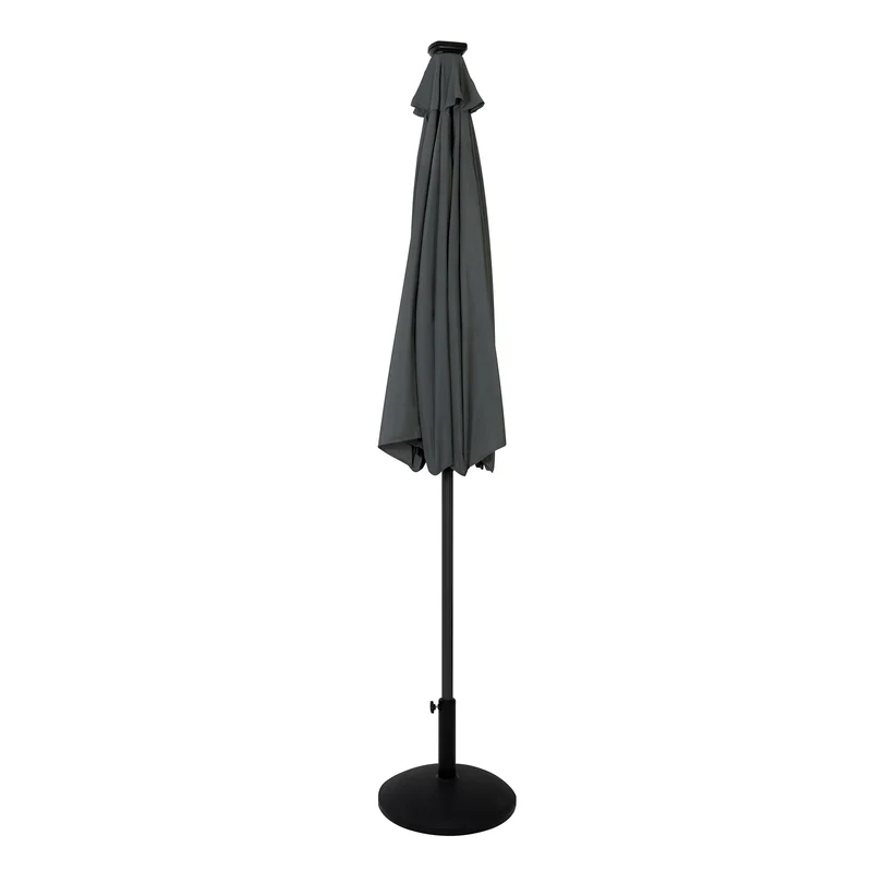 Parasol Inclinable à LED 2,7 m & Socle en Béton - Gris