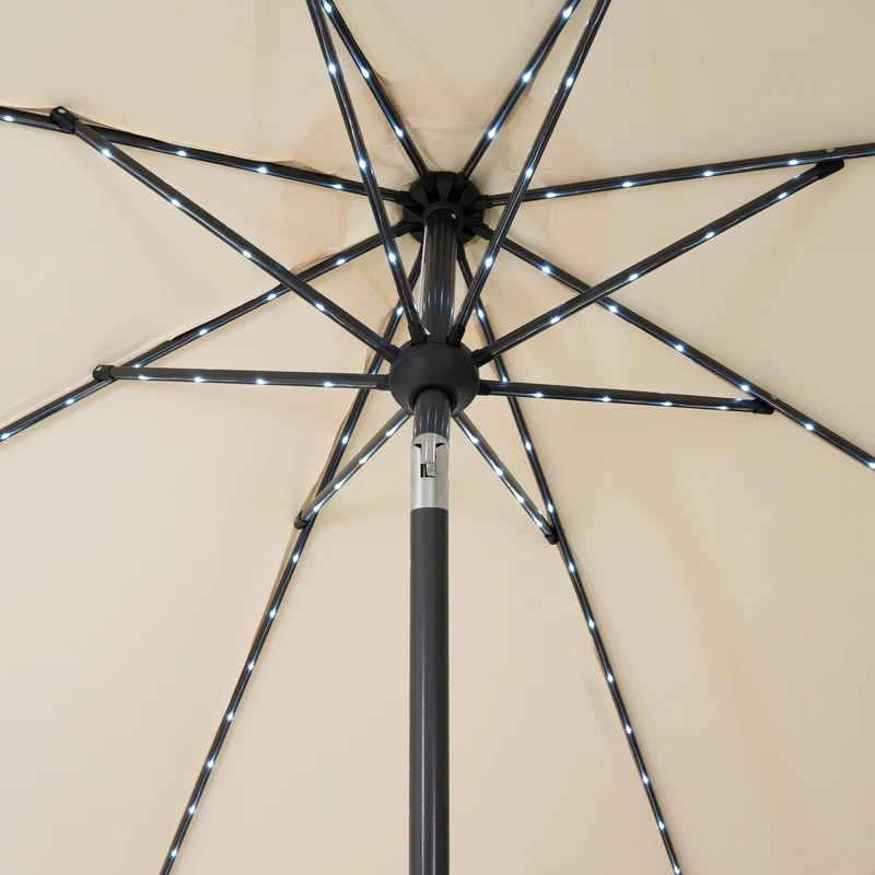 Parasol Inclinable à LED 2,7 m & Socle en Béton - Crème