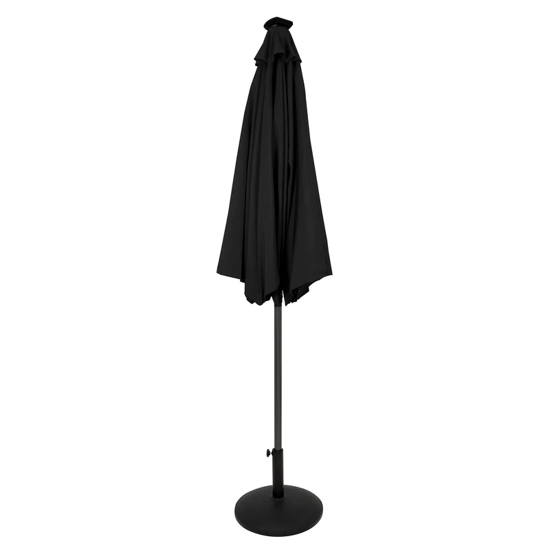 Parasol Inclinable à LED 2,7 m & Socle en Béton - Noir
