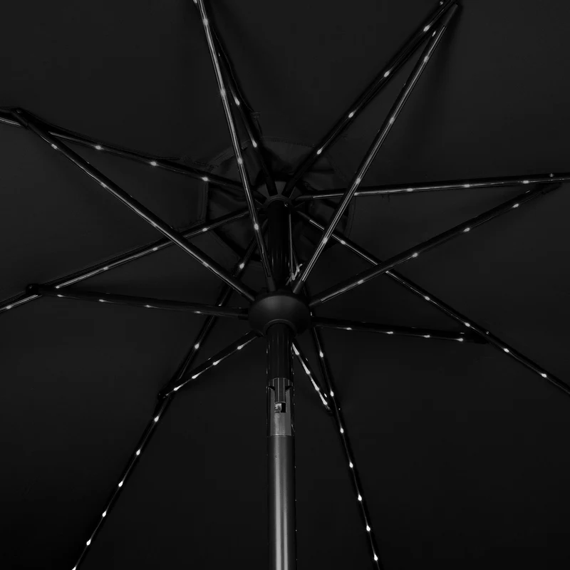 Parasol Inclinable à LED 2,7 m & Socle en Béton - Noir
