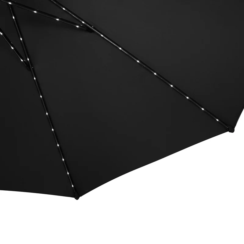 Parasol Inclinable à LED 2,7 m & Socle en Béton - Noir