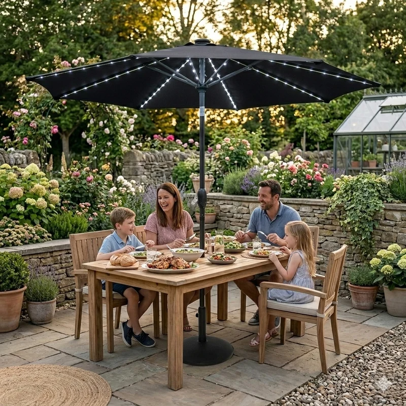 Parasol Inclinable à LED 2,7 m - Noir