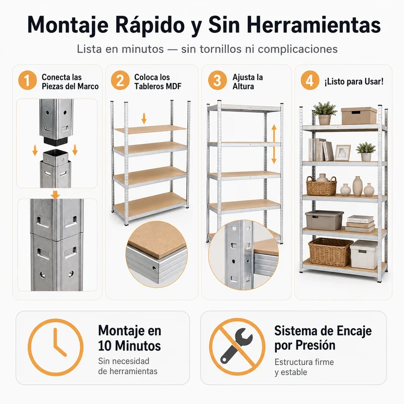 Pack 2 Estanterías Metálicas Galvanizadas 180x90x40 cm 5 Baldas Reforzadas