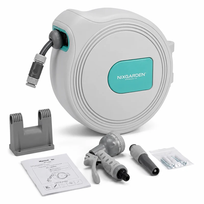 Enrollador De Manguera Automático 10 m Con Soporte De Pared