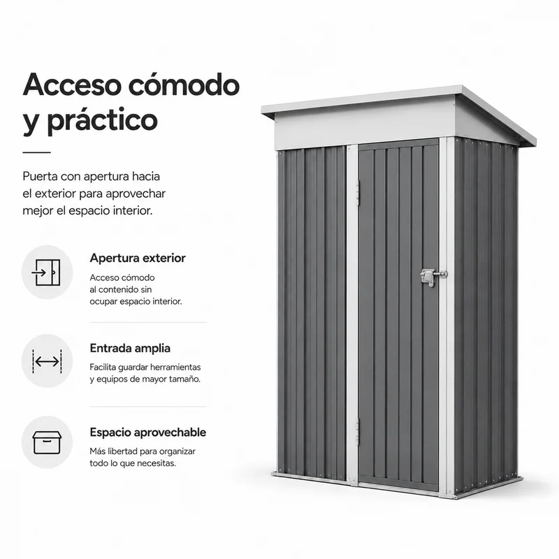 Caseta Metálica de Jardín 158x82,8x185 cm Puerta Exterior