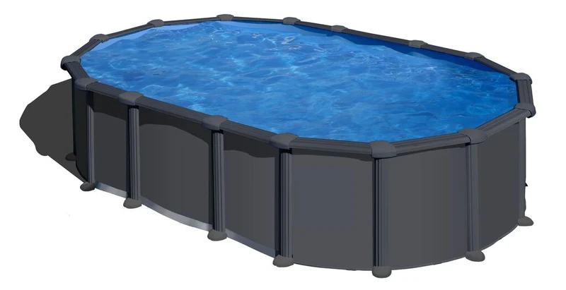 Piscina desmontable ovalada GRE Anthracite KITPROV6188GY 610 × 375 × 132 cm