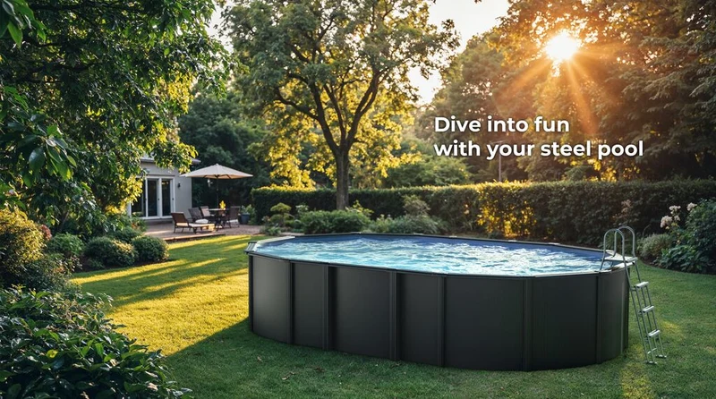 Piscina desmontable ovalada GRE Anthracite KITPROV6188GY 610 × 375 × 132 cm