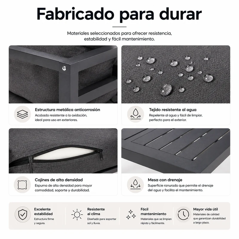 Conjunto de Jardín Antracita 4 Piezas