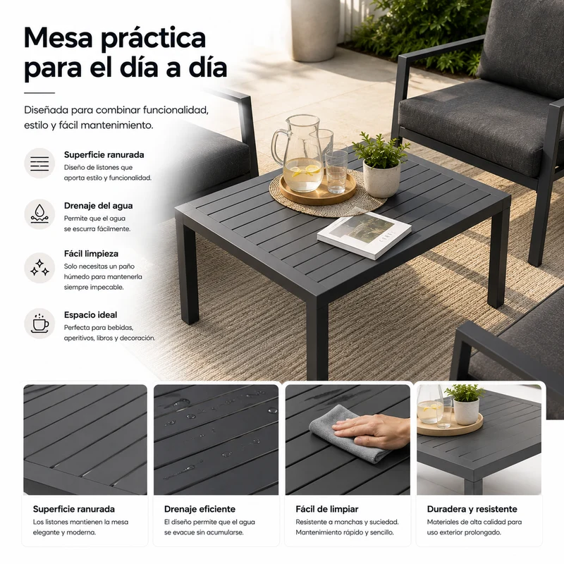 Conjunto de Jardín Antracita 4 Piezas