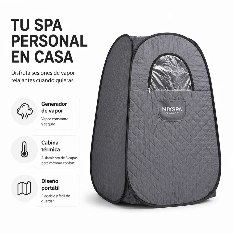 Sauna Finlandesa Portátil de Vapor, Cabina Plegable con Generador Independiente