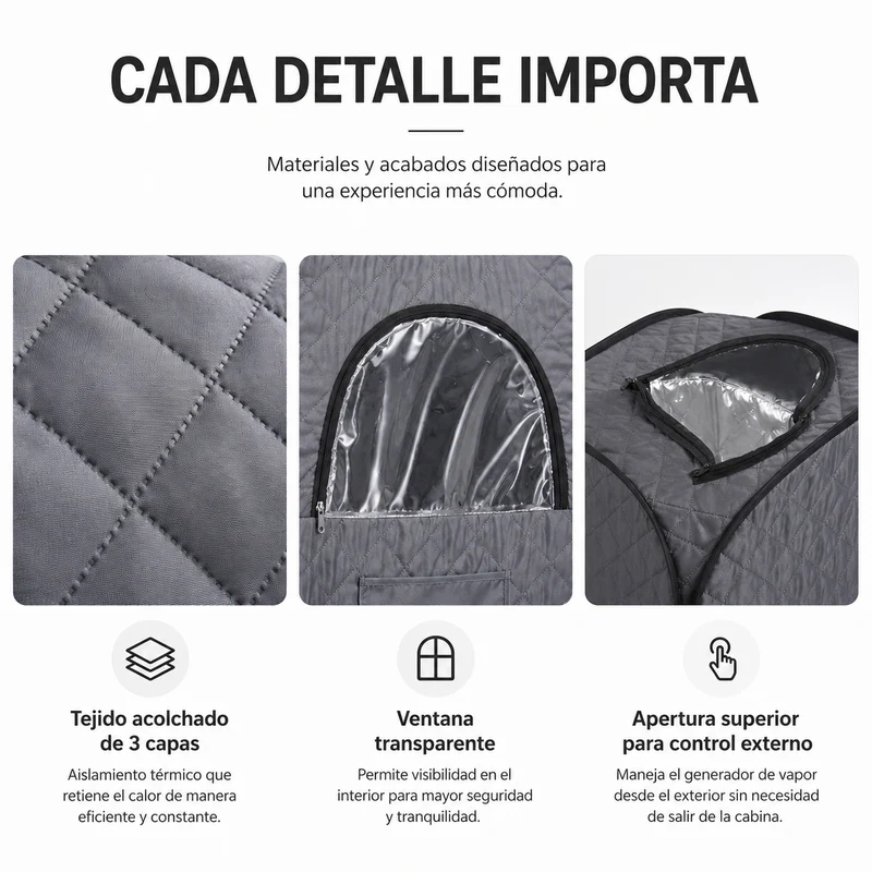 Sauna Finlandesa Portátil de Vapor, Cabina Plegable con Generador Independiente