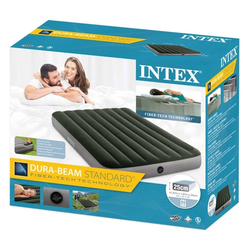 Intex Colchón Hinchable Doble Downy Fiber-Tech 137x191 cm
