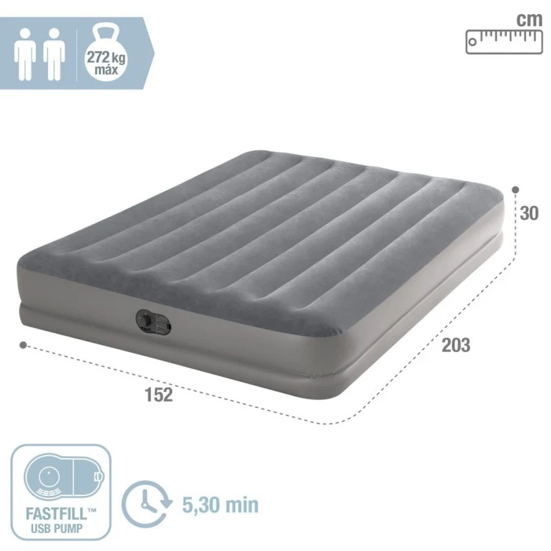 Intex Dura-Beam Standard Prestige Colchón Hinchable Doble 152x203cm USB