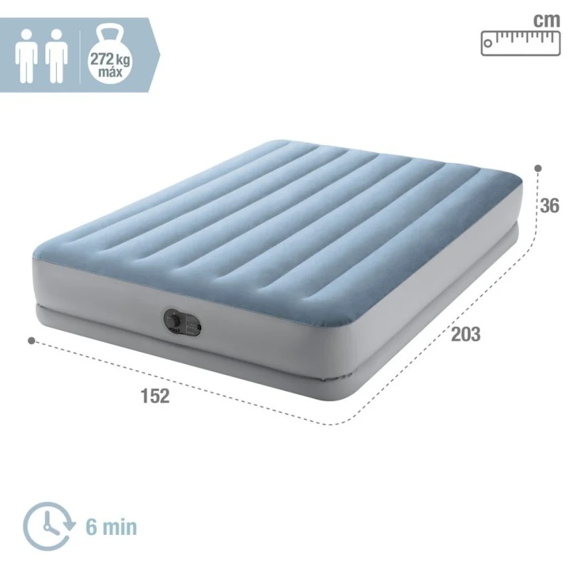 Intex Colchón Hinchable Doble Mid-Rise Comfort USB 152x203cm