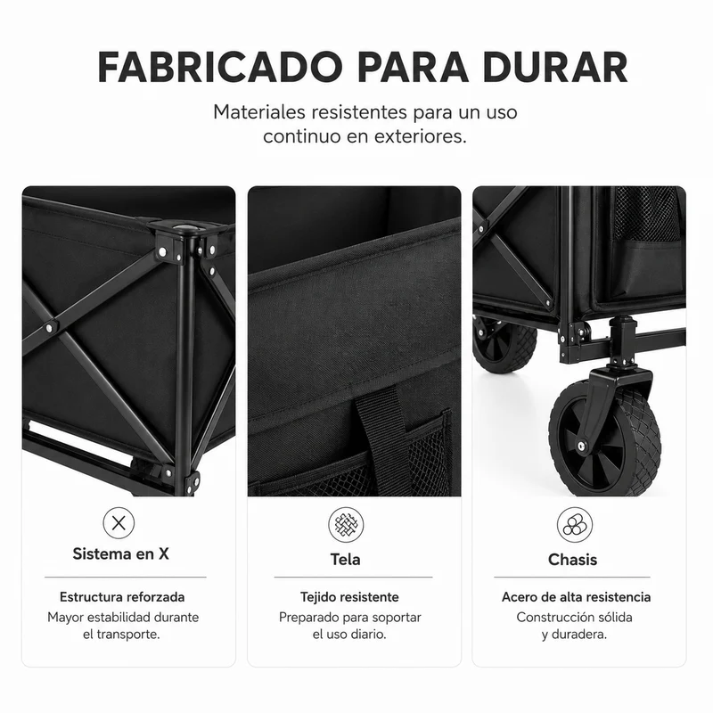 Carro Plegable Todoterreno Con Carga 75 Kg
