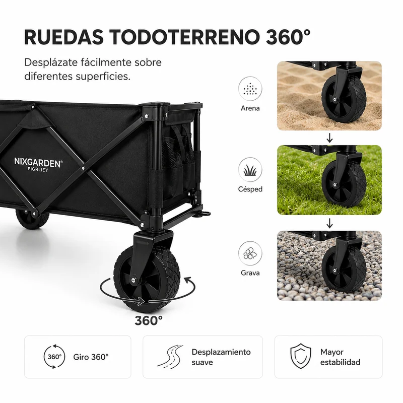 Carro Plegable Todoterreno Con Carga 75 Kg