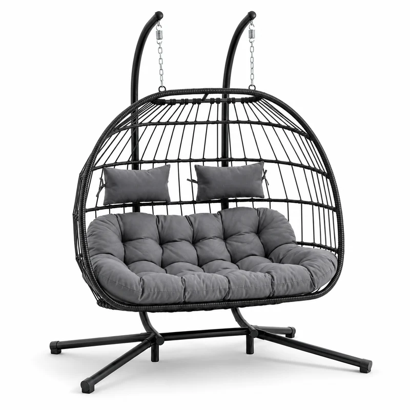 Silla Colgante Doble Huevo 2 Personas Gris