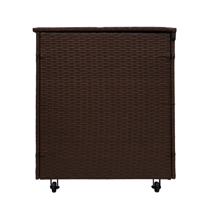 Salon de Jardin 9 personnes & Coffre de Rangement en Rotin – Marron