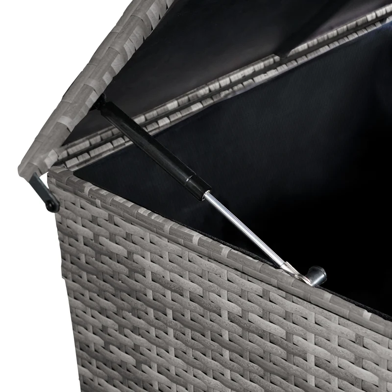Salon de Jardin 9 personnes & Coffre de Rangement en Rotin – Gris