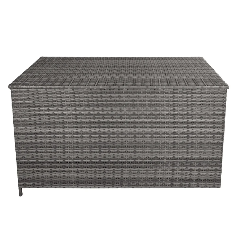 Coffre de Rangement d'Extérieur 582 L en Rotin Gris