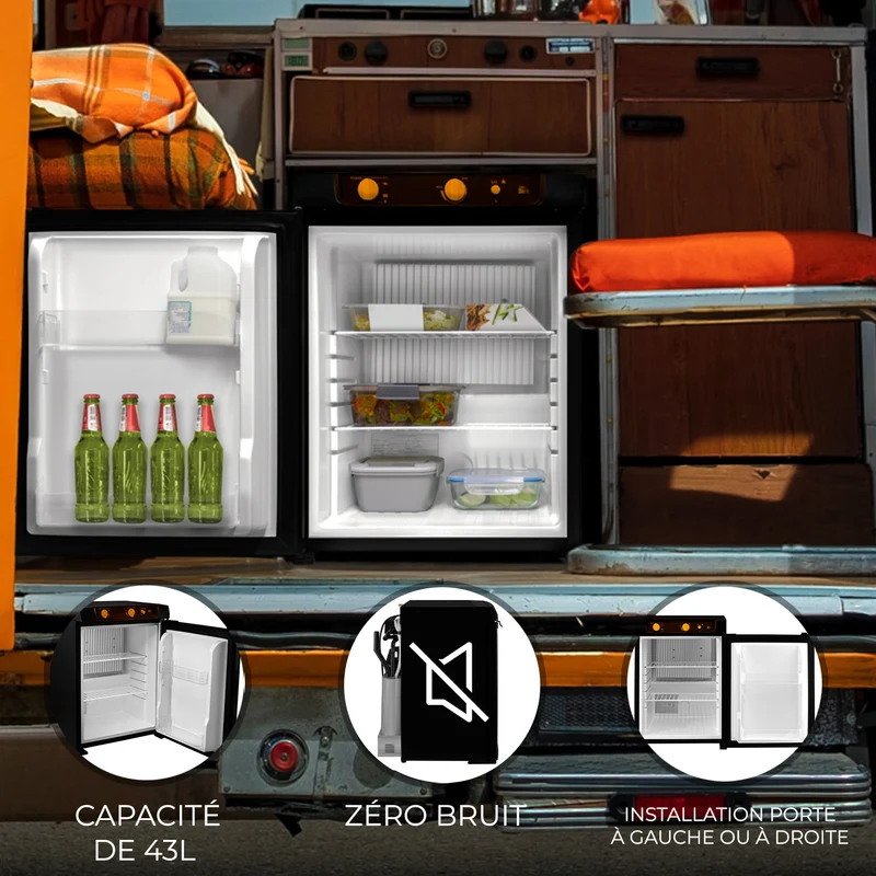 Frigo Trimixte 43 L pour Camping-Car - Noir