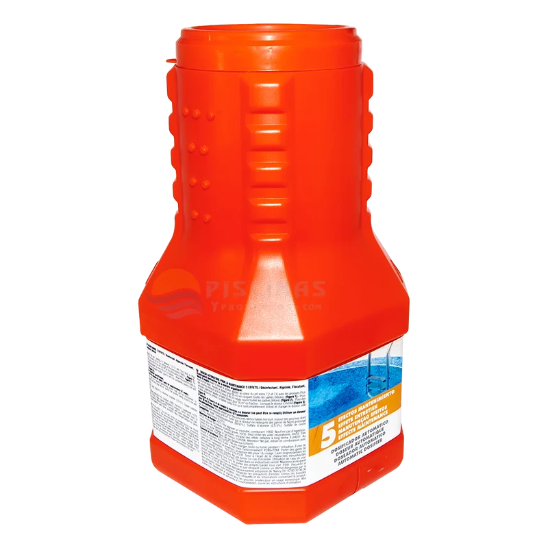 Cloro Multiacción 5 Efectos Quimicamp - Dosificador Flotante de Larga Duración para Mantenimiento de Piscinas - 2kg