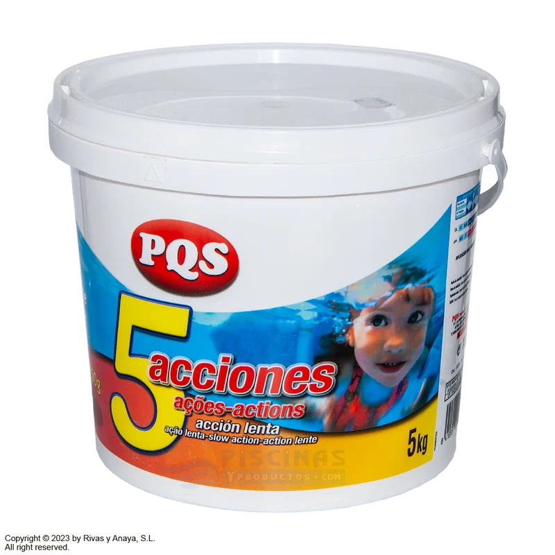 Cloro multifunción 5 acciones PQS tabletas 250 g cubo 5 kg para piscina