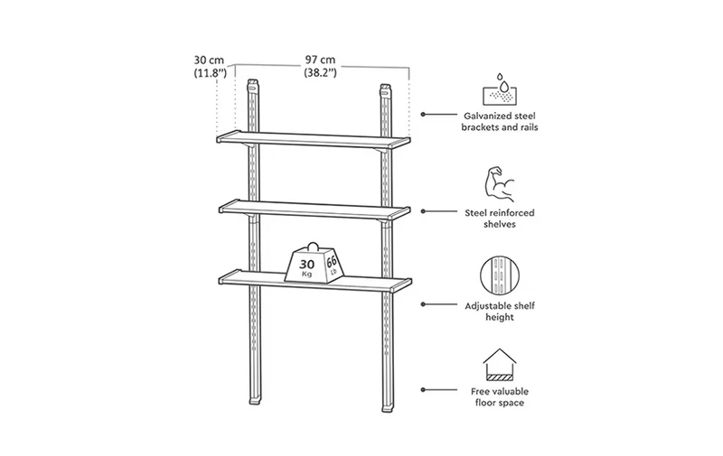 Keter - Kit de estanterías 100 cm gris