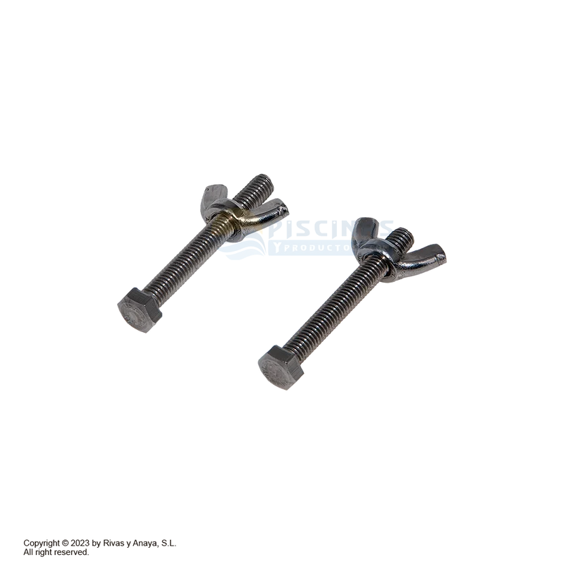 Pack 2 tornillos + palomillas para mangos de piscina. Astralpool.