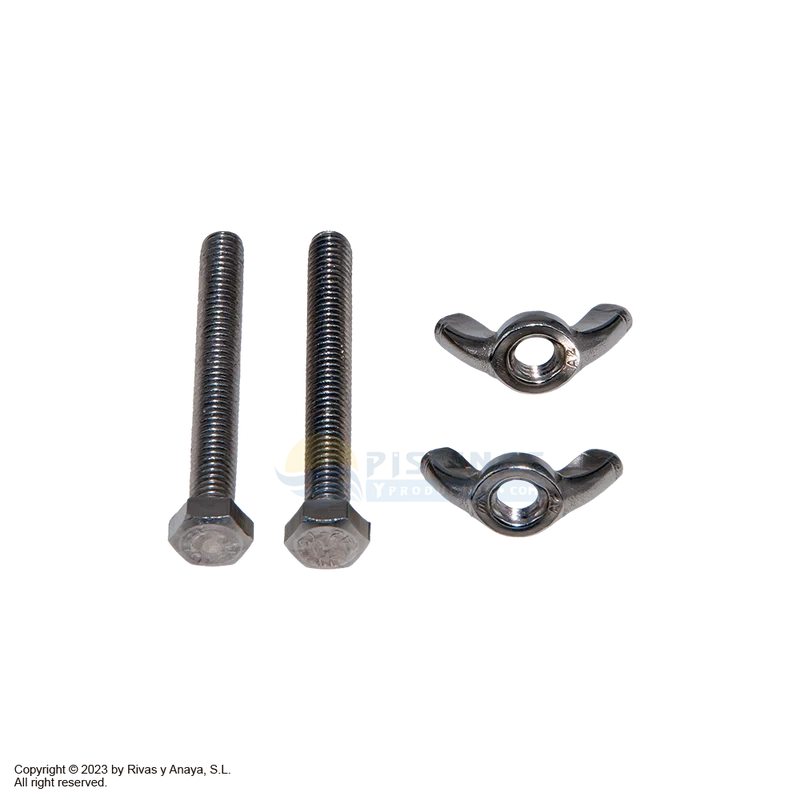 Pack 2 tornillos + palomillas para mangos de piscina. Astralpool.