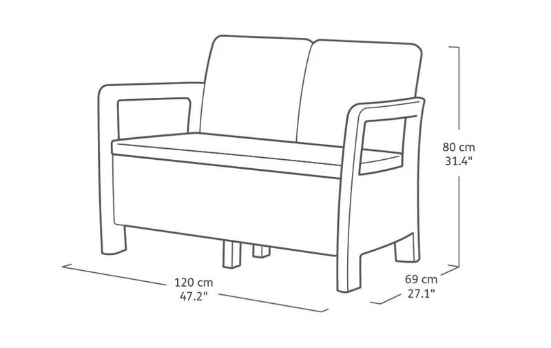 Keter - Conjunto de exterior 4 plazas Rosalie Lounge grafito