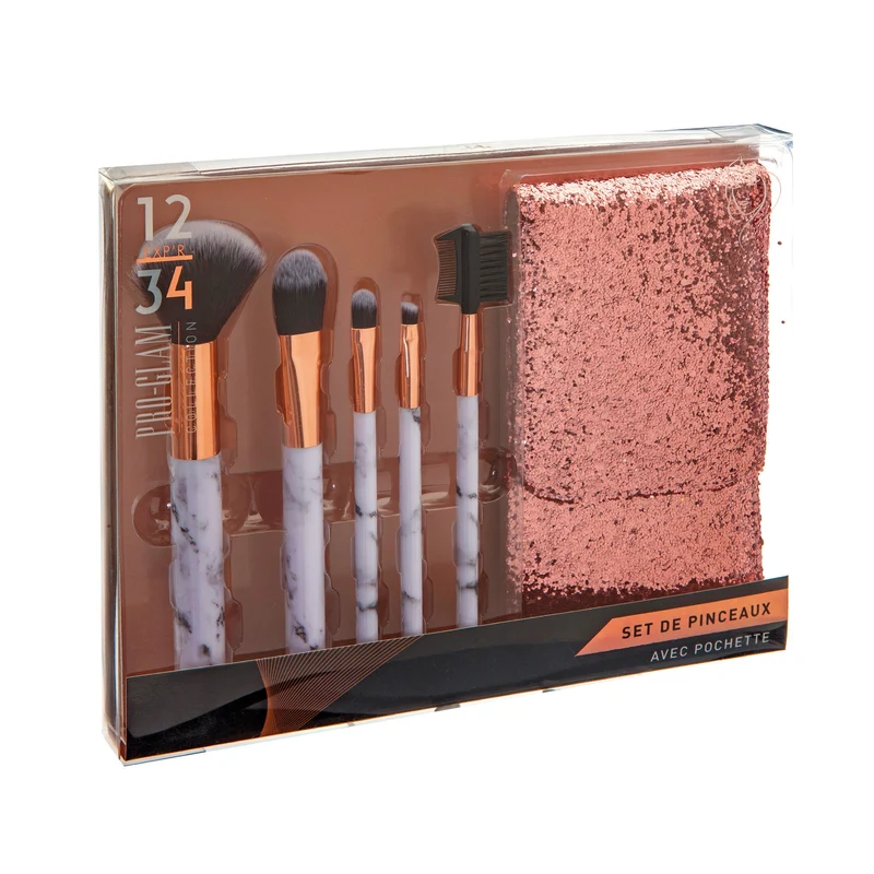 Coffret de 5 pinceaux de maquillage + 1 pochette