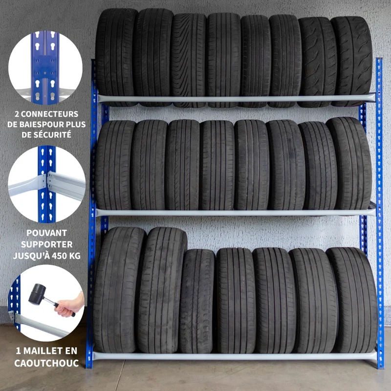 Monster Racking - 1 Rayonnage T-Rax pour Pneus en Acier Bleu 180cm x 40cm x 185cm