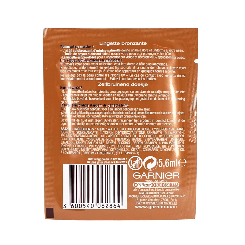 Lingette auto-bronzante visage