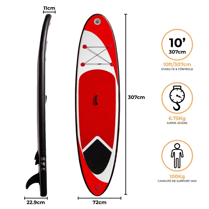 Planche de SUP Gonflable 3 m - Rouge