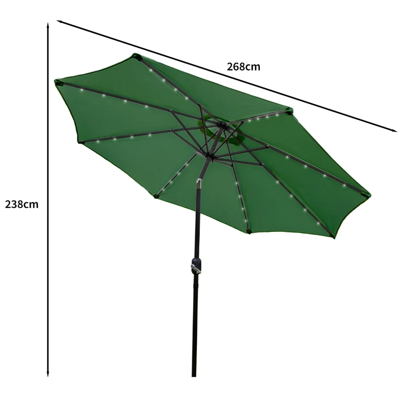 Parasol de 270 cm à LED - Vert