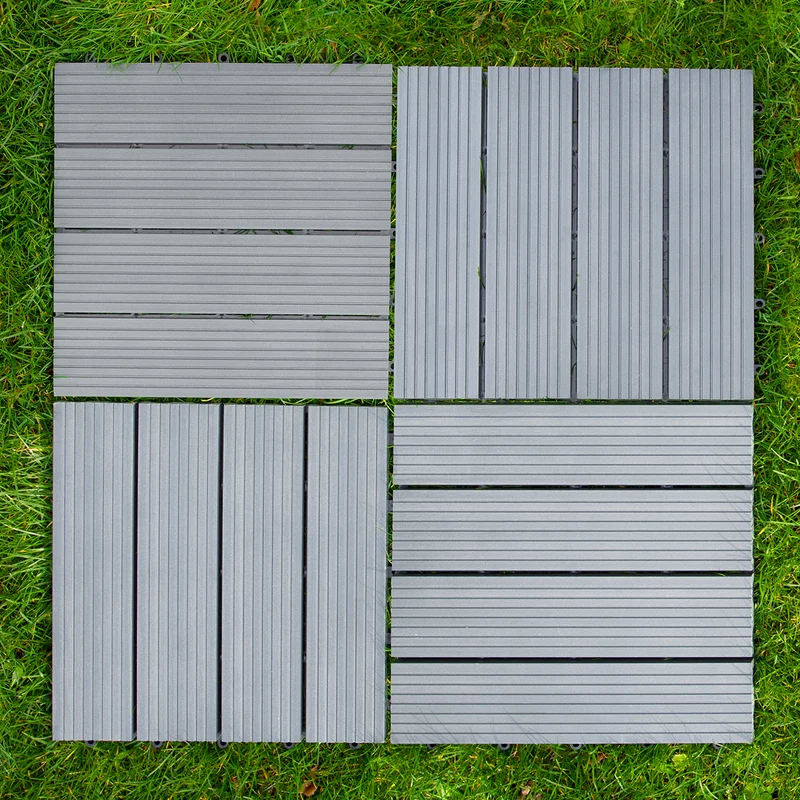 33 Dalles en Bois Composite Gris 30 x 30 cm
