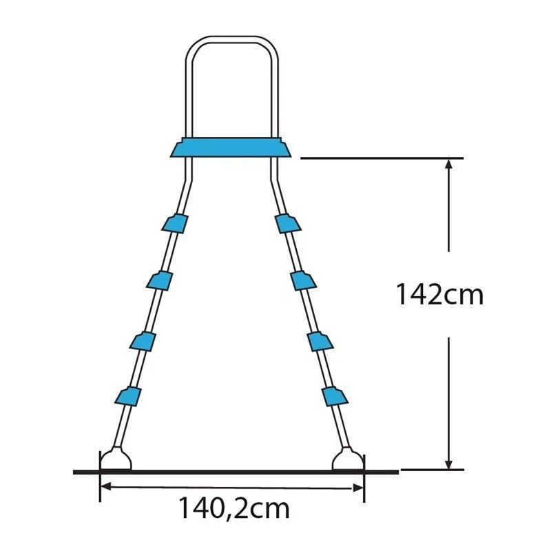 Escalera GRE AR11680 de Acero Inoxidable 2×4 Peldaños con Plataforma
