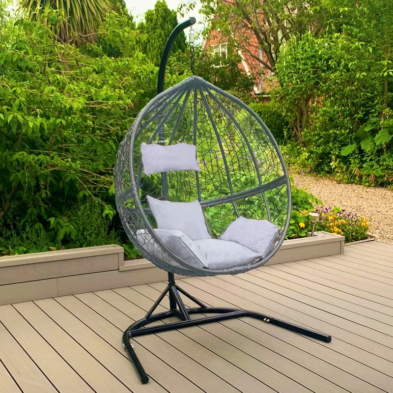 Chaise Suspendue en Rotin Gris x2