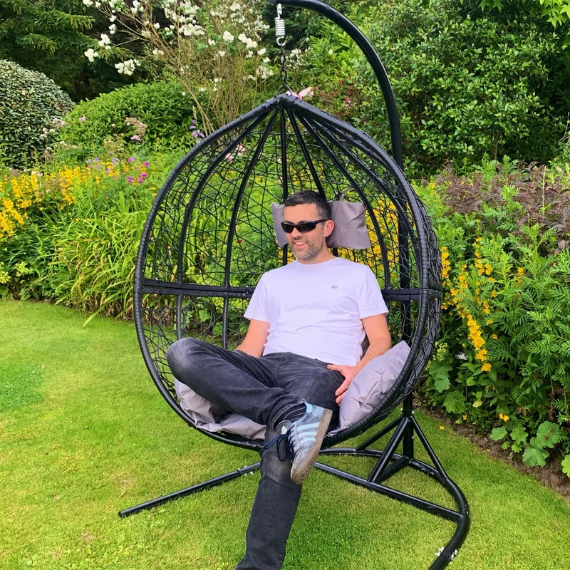 Chaise Suspendue en Rotin Gris x2