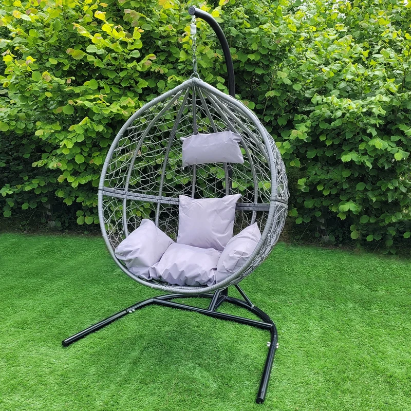 Chaise Suspendue en Rotin Gris x2