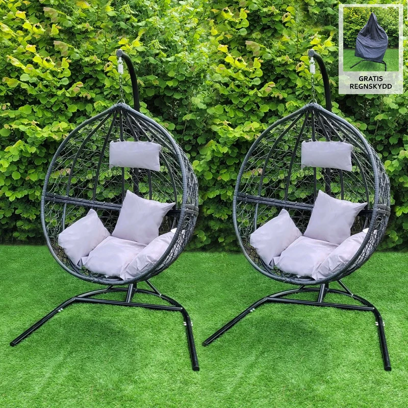 Chaise Suspendue en Rotin Noir x 2