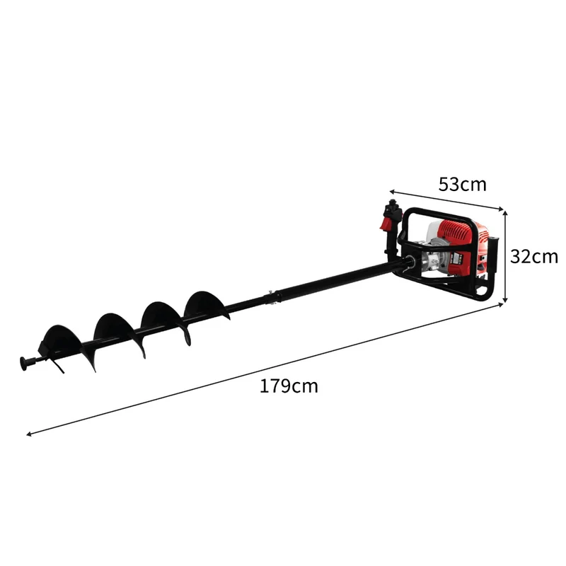 T-Mech - Tarière de Terre & Enfonce Poteaux à 4 Temps 120 mm